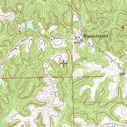 Topographic Map of Warriorstand-Creek Stand Division, AL