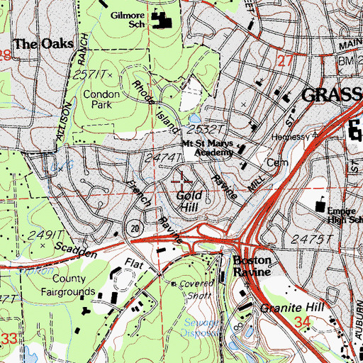 Topographic Map of Gold Hill, CA