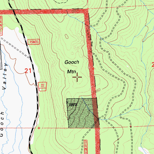 Topographic Map of Gooch Mountain, CA