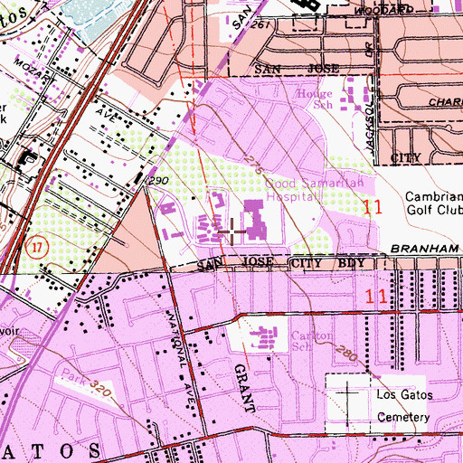 Topographic Map of Good Samaritan Hospital, CA