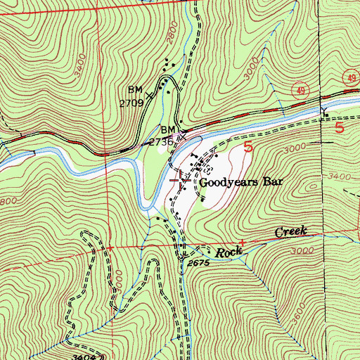 Topographic Map of Goodyears Bar, CA