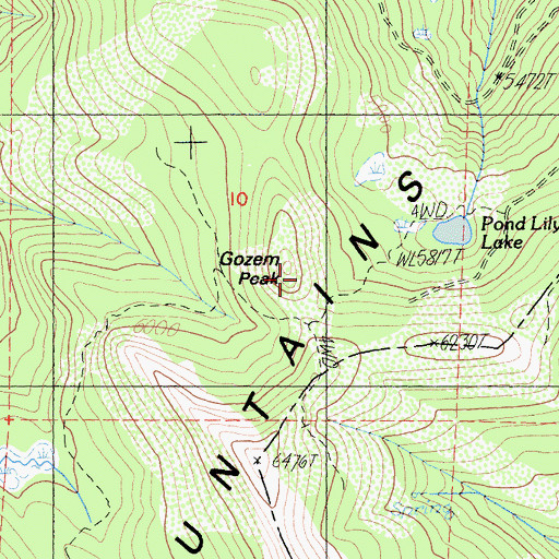 Topographic Map of Gozem Peak, CA