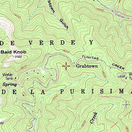 Topographic Map of Grabtown, CA