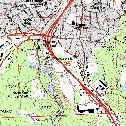 Topographic Map of Granite Hill, CA
