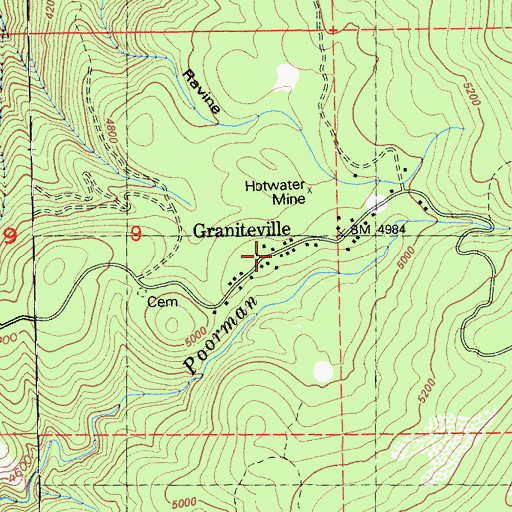 Topographic Map of Graniteville, CA