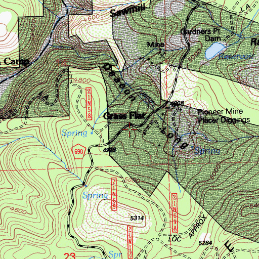 Topographic Map of Grass Flat, CA