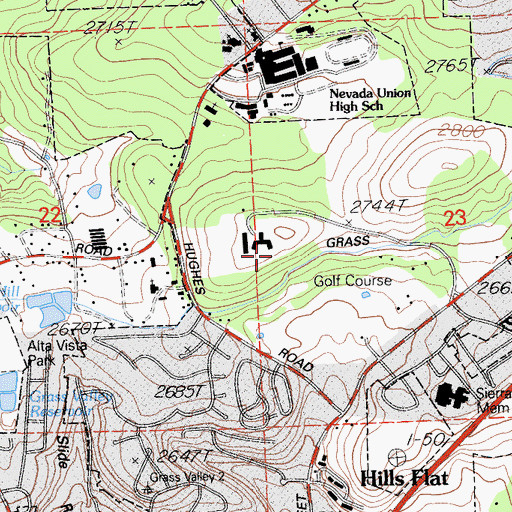 Topographic Map of Grass Valley Memorial Hospital, CA