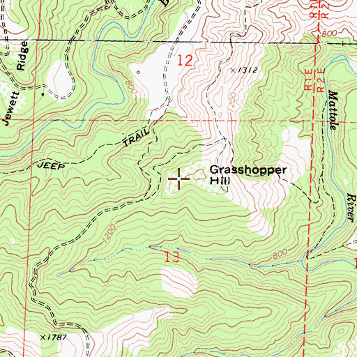Topographic Map of Grasshopper Hill, CA