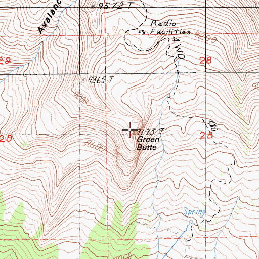 Topographic Map of Green Butte, CA