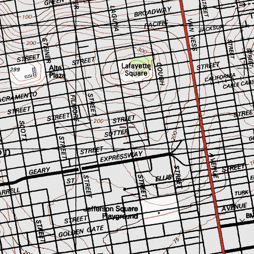 Topographic Map of Green Hospital, CA