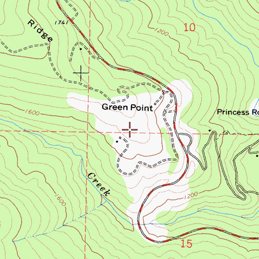 Topographic Map of Green Point, CA