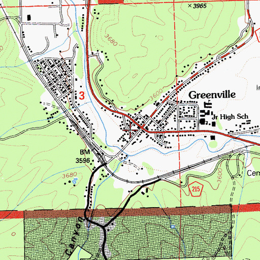 Topographic Map of Greenville, CA