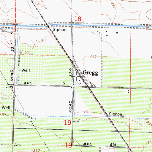 Topographic Map of Gregg, CA