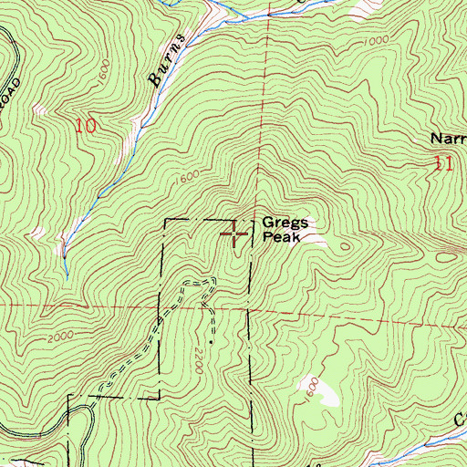 Topographic Map of Gregs Peak, CA