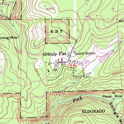 Topographic Map of Grizzly Flat, CA