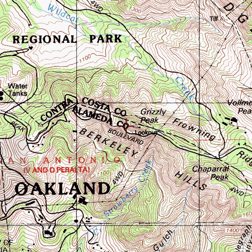 Topographic Map of Grizzly Peak, CA