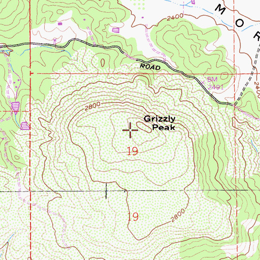 Topographic Map of Grizzly Peak, CA