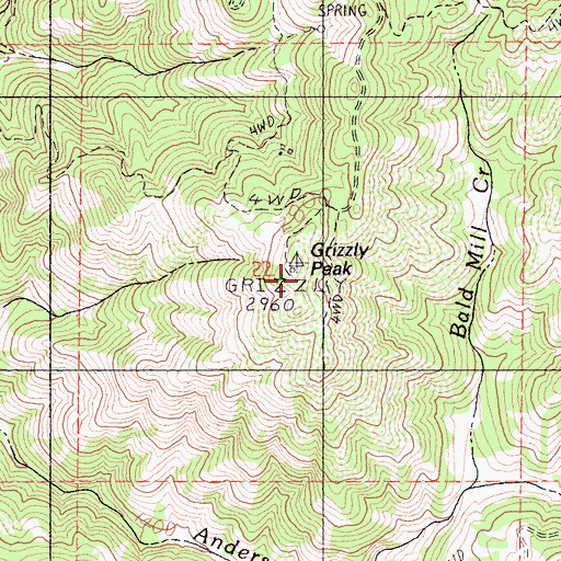 Topographic Map of Grizzly Peak, CA