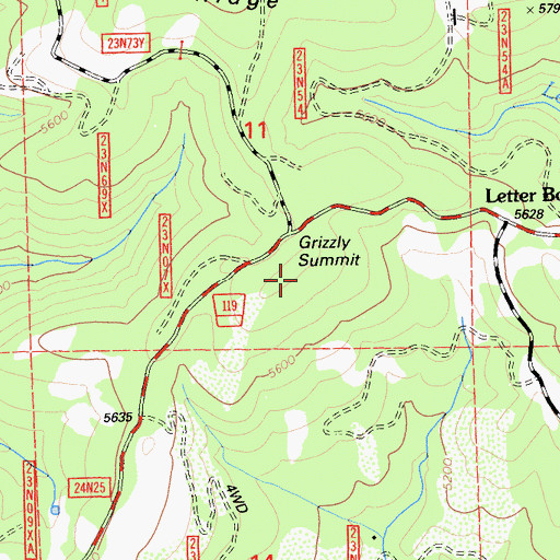 Topographic Map of Grizzly Summit, CA