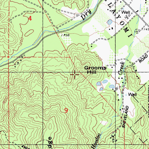 Topographic Map of Grooms Hill, CA