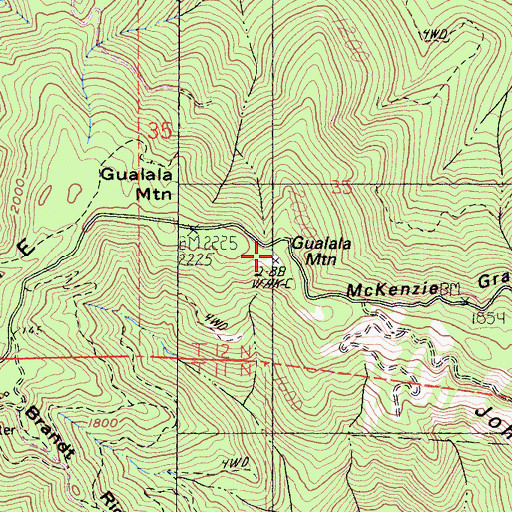 Topographic Map of Gualala Mountain, CA