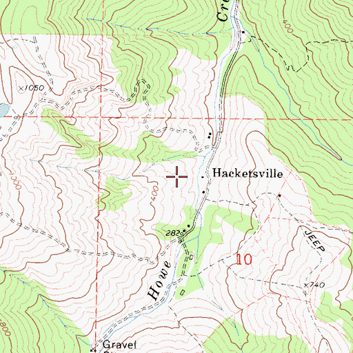Topographic Map of Hacketsville, CA