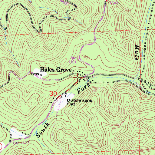 Topographic Map of Hales Grove, CA