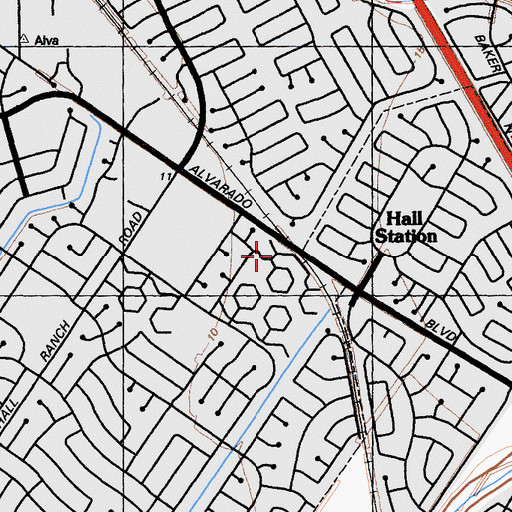 Topographic Map of Hall Station, CA