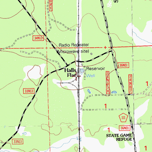 Topographic Map of Halls Flat, CA