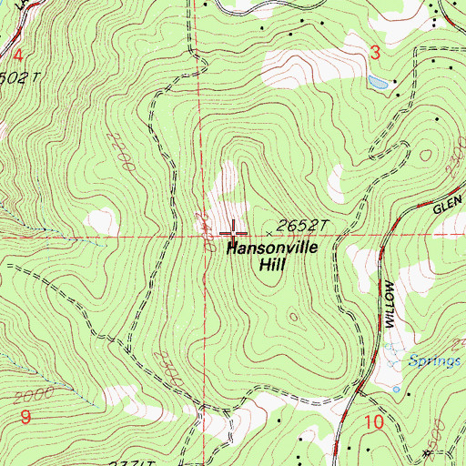 Topographic Map of Hansonville Hill, CA