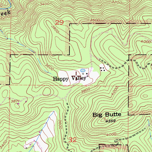 Topographic Map of Happy Valley, CA