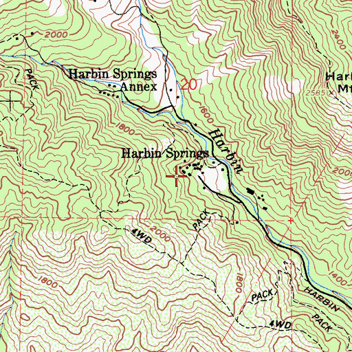 Topographic Map of Harbin Springs, CA
