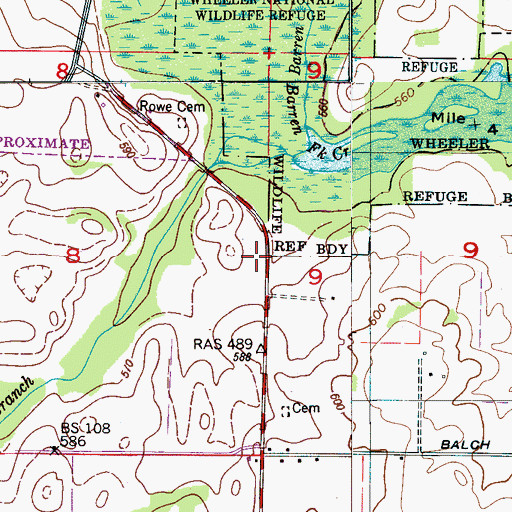 Topographic Map of Triana Division, AL