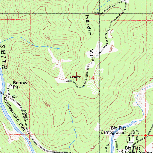 Topographic Map of Hardin Mountain, CA