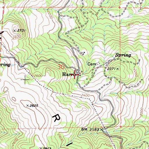 Topographic Map of Harris, CA