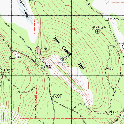 Topographic Map of Hat Creek Hill, CA