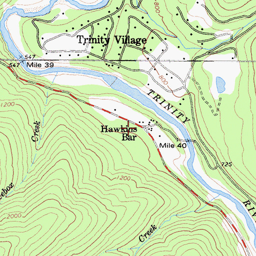 Topographic Map of Hawkins Bar, CA