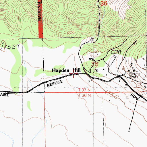 Topographic Map of Hayden Hill, CA