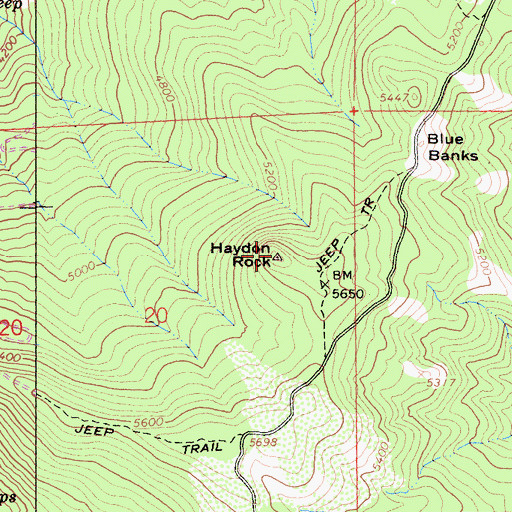 Topographic Map of Haydon Rock, CA