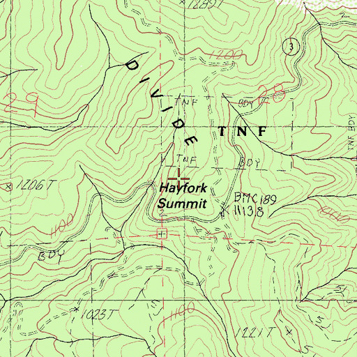 Topographic Map of Hayfork Summit, CA