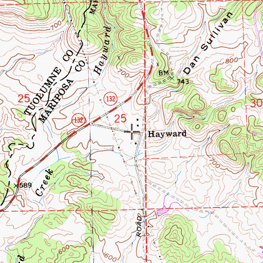 Topographic Map of Hayward, CA