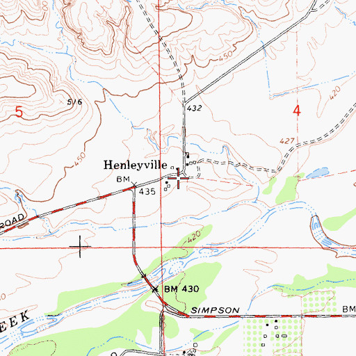Topographic Map of Henleyville, CA