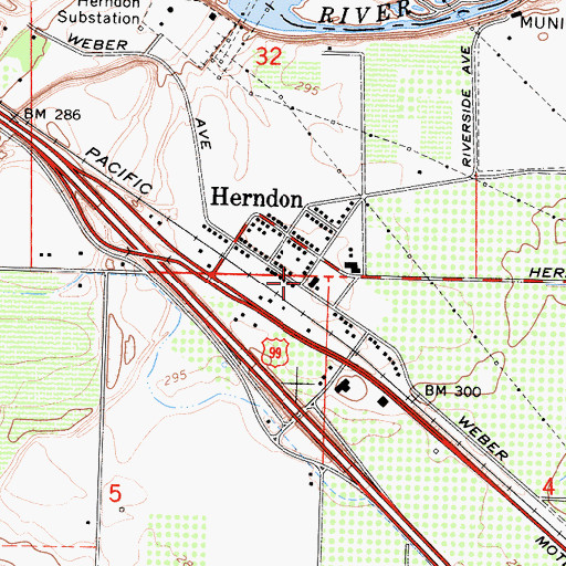 Topographic Map of Herndon, CA