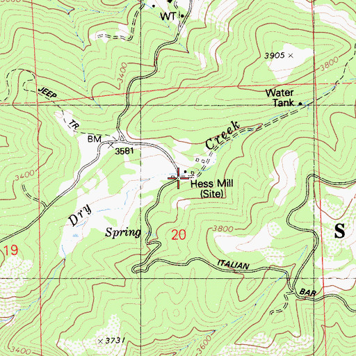 Topographic Map of Hess Mill, CA