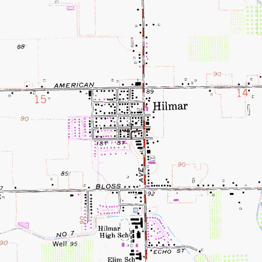 Topographic Map of Hilmar, CA