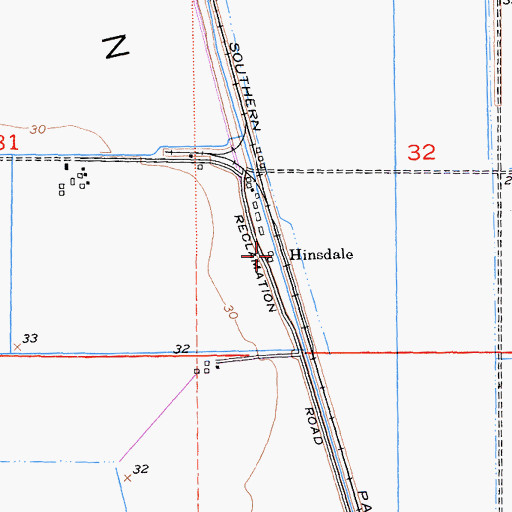 Topographic Map of Hinsdale, CA
