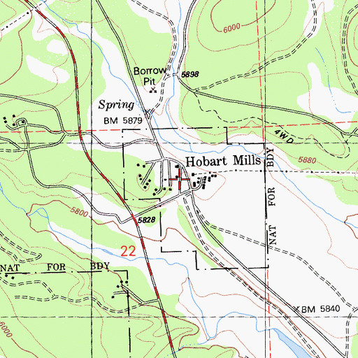 Topographic Map of Hobart Mills, CA