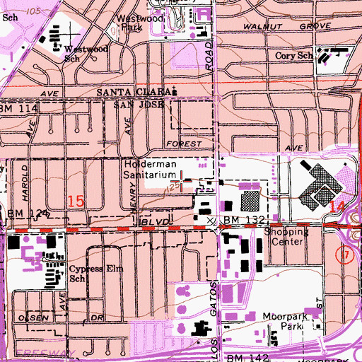 Topographic Map of Holderman Sanitarium, CA
