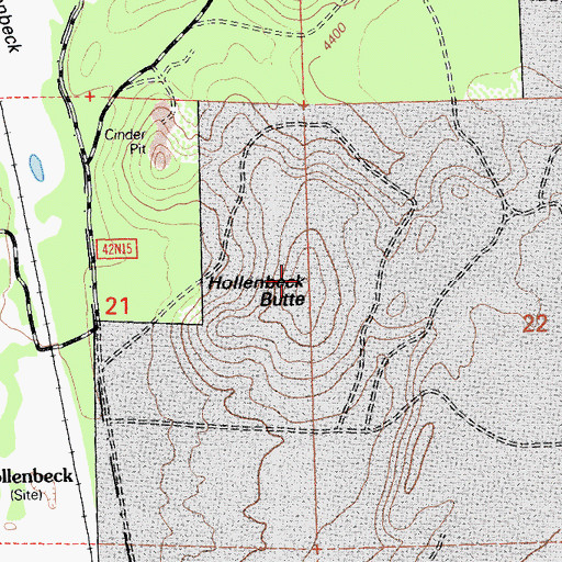 Topographic Map of Hollenbeck Butte, CA