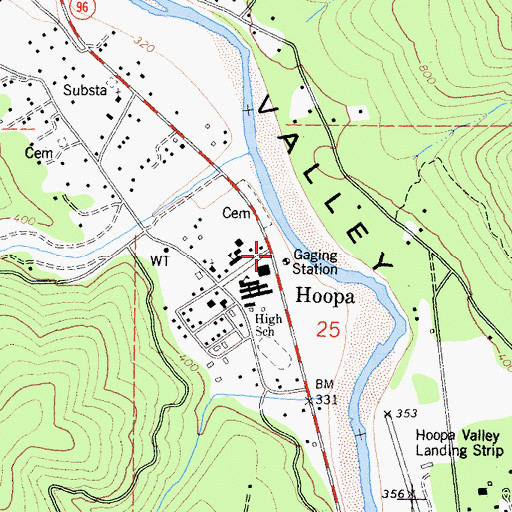 Topographic Map of Hoopa, CA